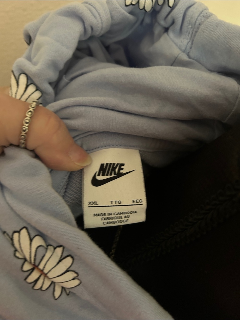 Nike Light Blue Daisy Hoodie with Orange Centers - Picture 2 of 5